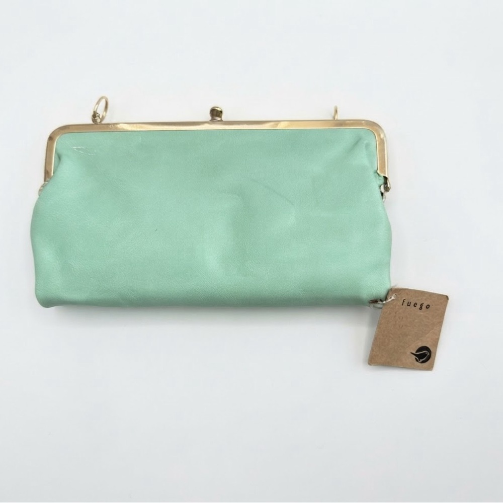 Fuego mint green kiss-lock crossbody clutch featuring
